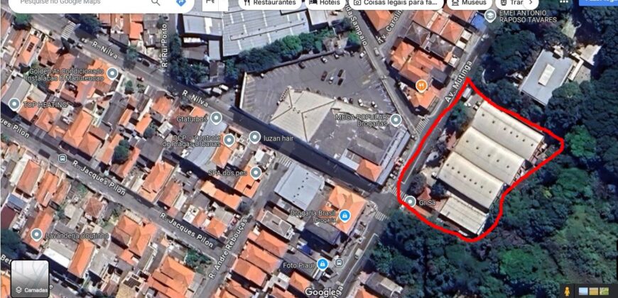 Área Comercial de 4.750 m² com 3 Galpões e refeitório com A/C de 3500 m² na Avenida Mutinga em frente a supermercado Lopes Vila Piaui.